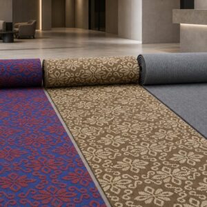 Jacquard and performance carpet rolls in a commercial interior