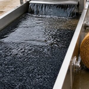 Gold sluice mat installed in a recovery channel